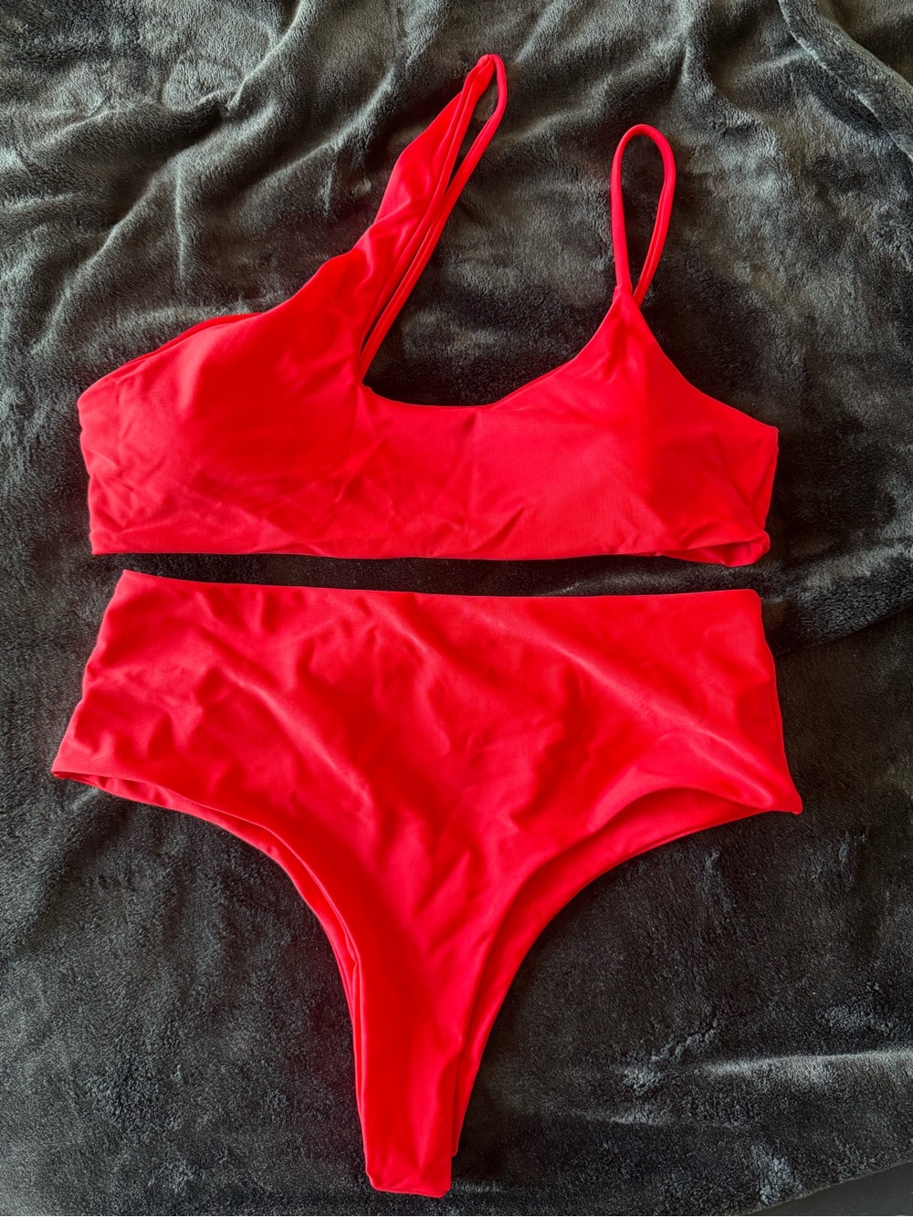 Zaful Bright Red High-Waist Bikini Set